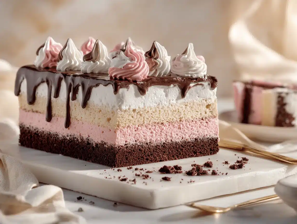Neapolitan sheet cake preparation steps