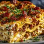Parmesan Garlic Bacon Cheeseburger Lasagna - featured image