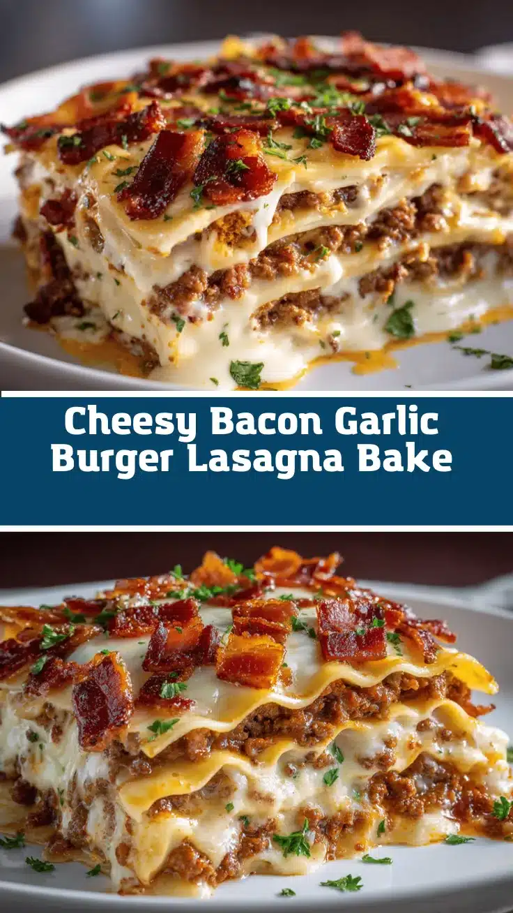Parmesan Garlic Bacon Cheeseburger Lasagna recipe