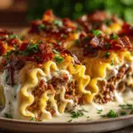Parmesan Garlic Bacon Cheeseburger Lasagna Rolls - featured image