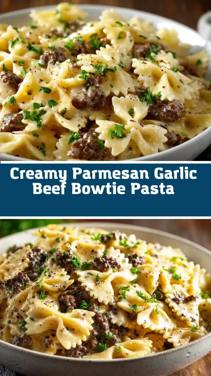 parmesan garlic beef bowtie pasta recipe