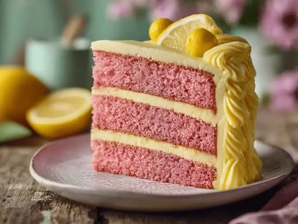 pink lemonade layer cake - featured image