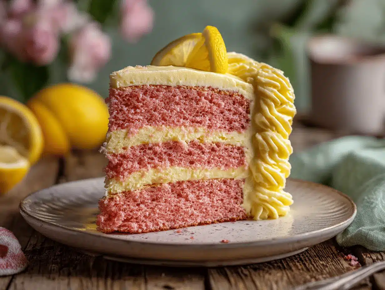 pink lemonade layer cake preparation steps