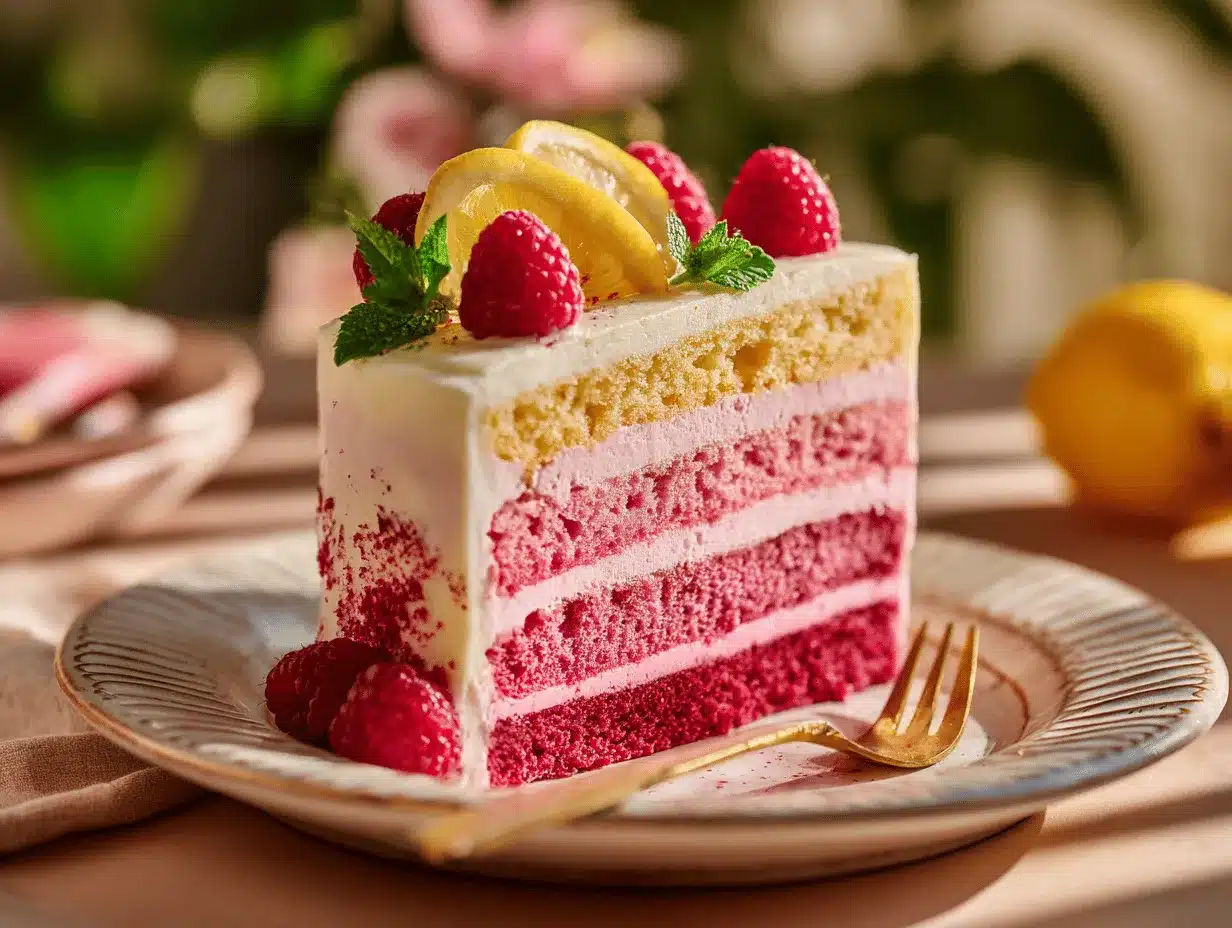 raspberry lemonade ombre layer cake preparation steps