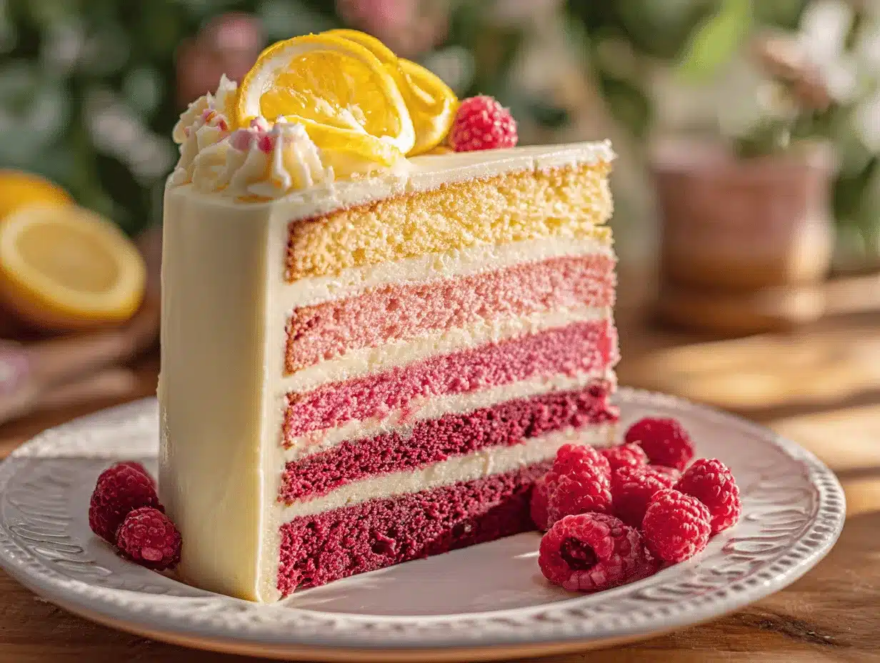 raspberry lemonade ombre layer cake preparation steps