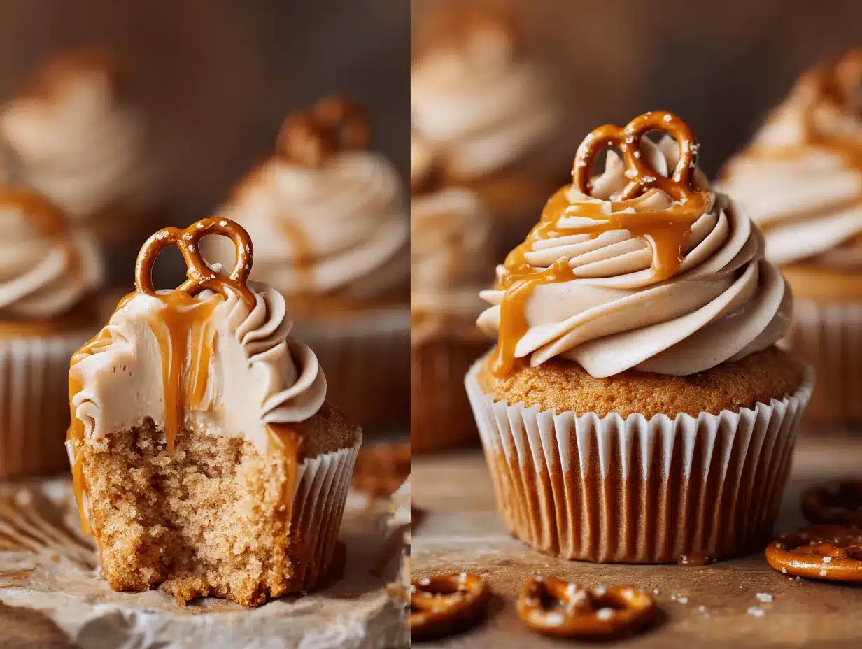 salted caramel pretzel butterbeer cupcakes preparation steps