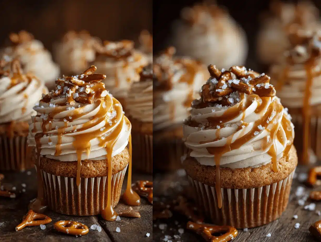 salted caramel pretzel butterbeer cupcakes preparation steps