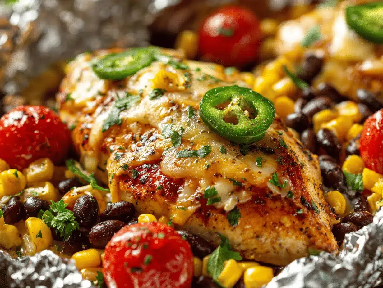 Santa Fe chicken foil packets preparation steps