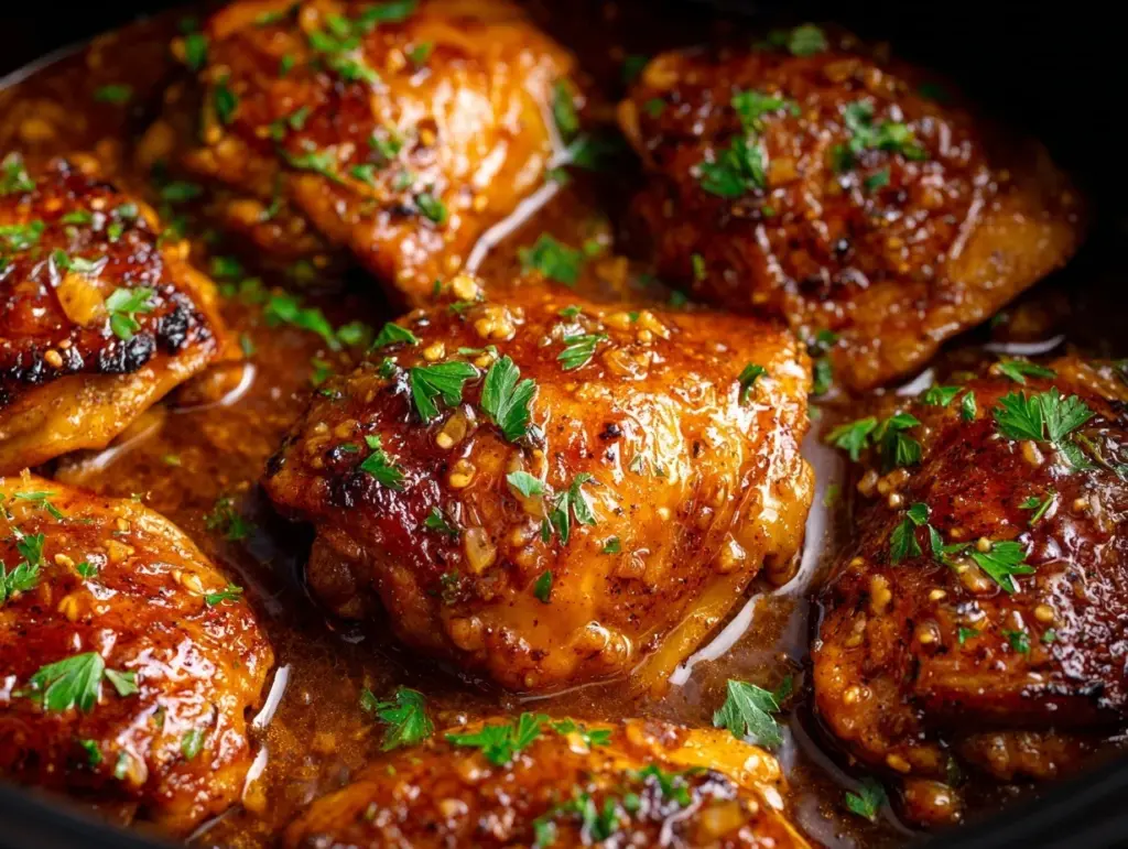 slow cooker brown sugar garlic chicken - featured image