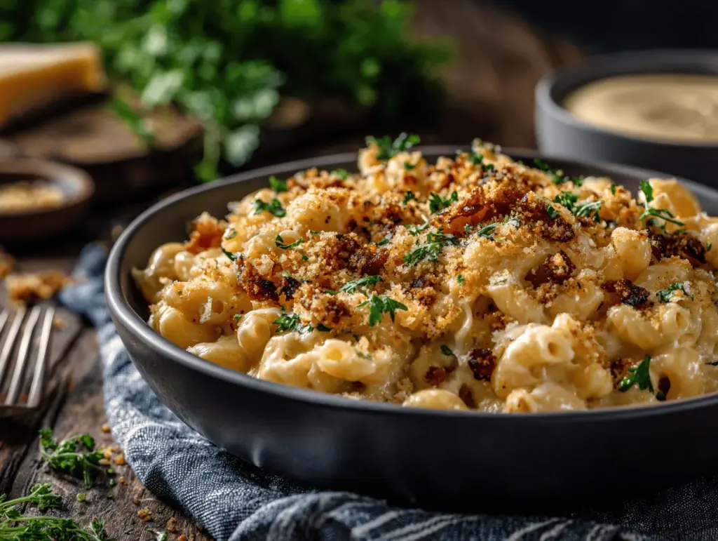 smoked gouda bacon mac and cheese - featured image