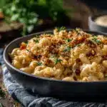 smoked gouda bacon mac and cheese - featured image