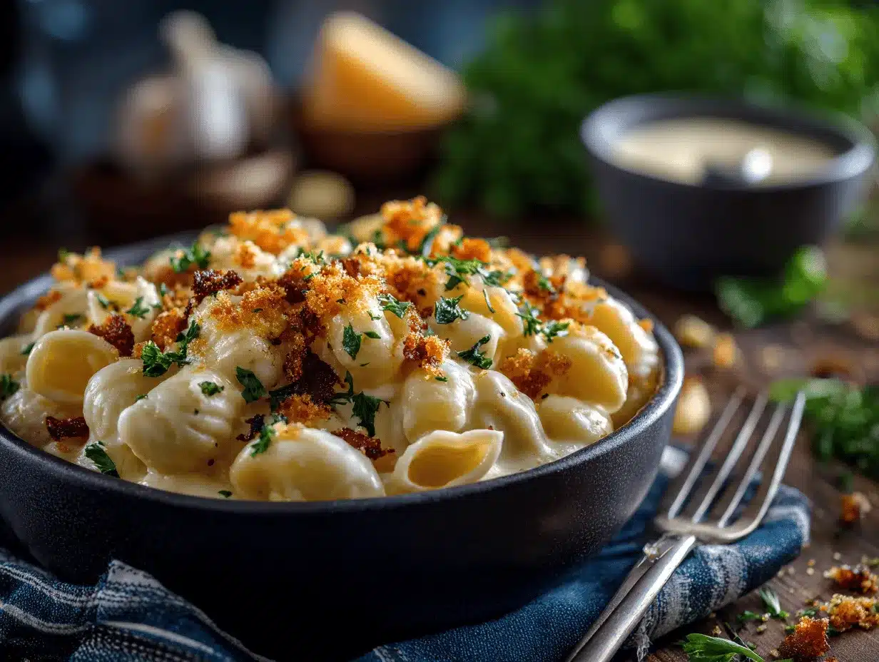 smoked gouda bacon mac and cheese preparation steps