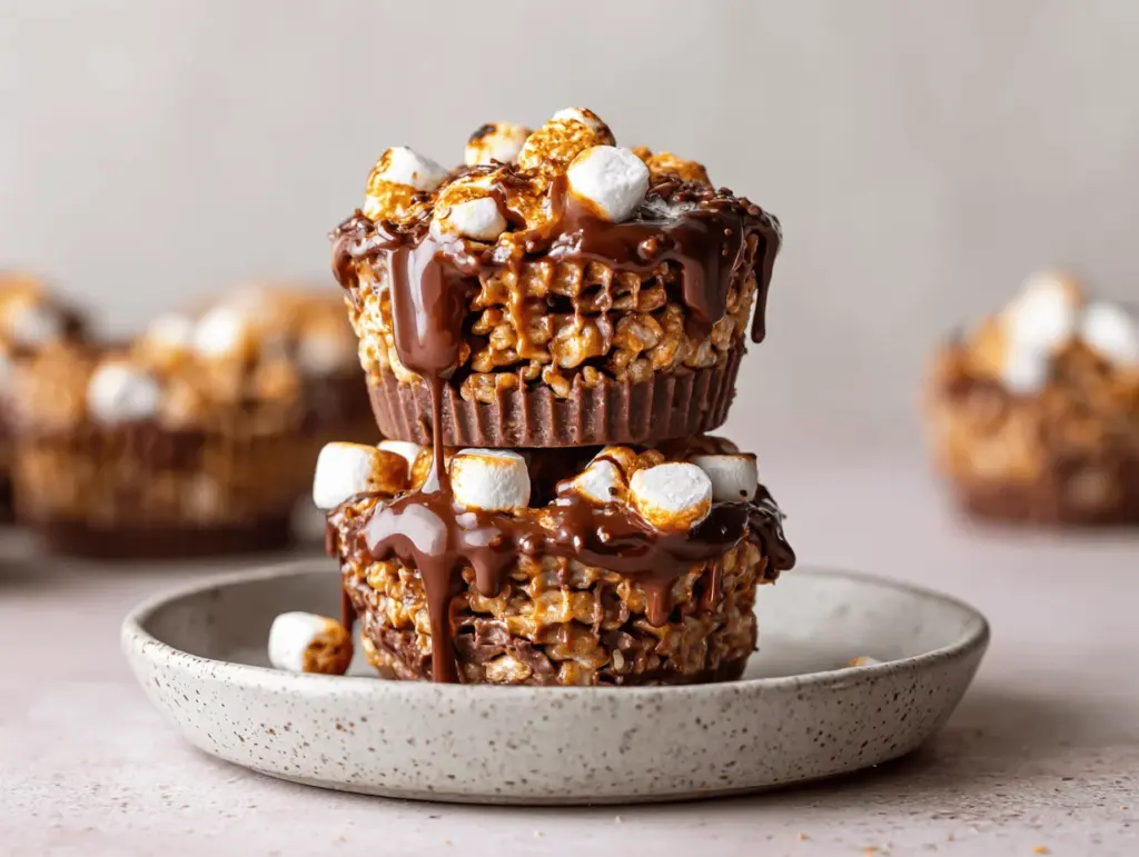 Smores Rice Krispie Chocolate Peanut Butter Cups - featured image