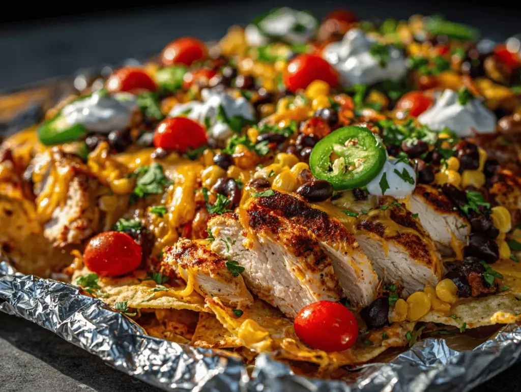 Southwest chicken foil packet nachos - featured image