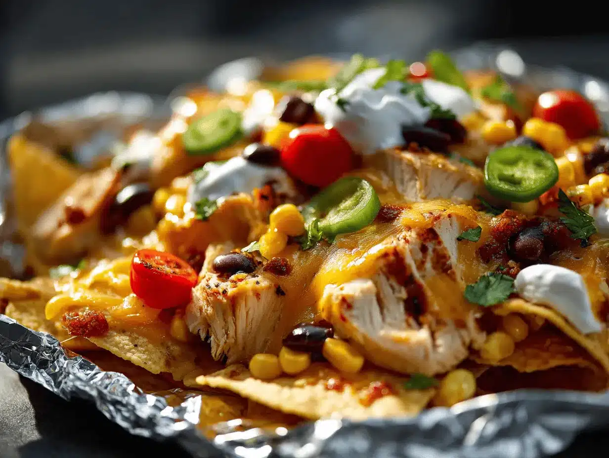 Southwest chicken foil packet nachos preparation steps