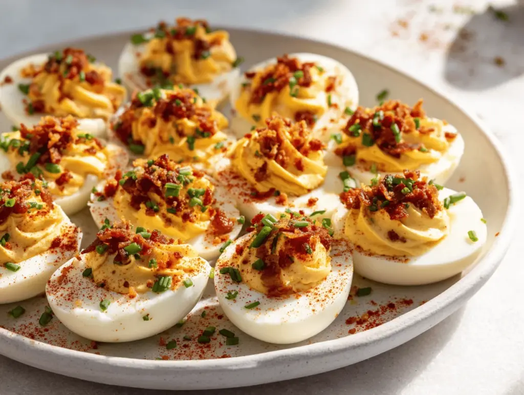spicy bacon ranch deviled eggs - featured image