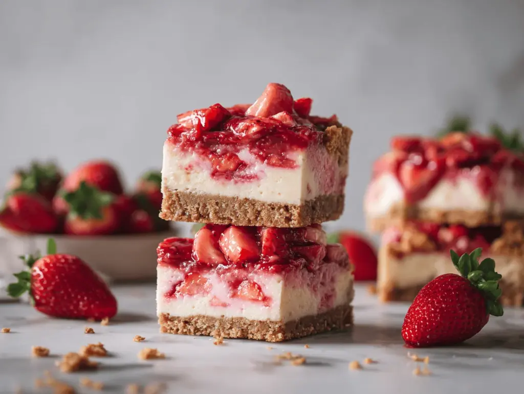 strawberry cheesecake pie bars - featured image