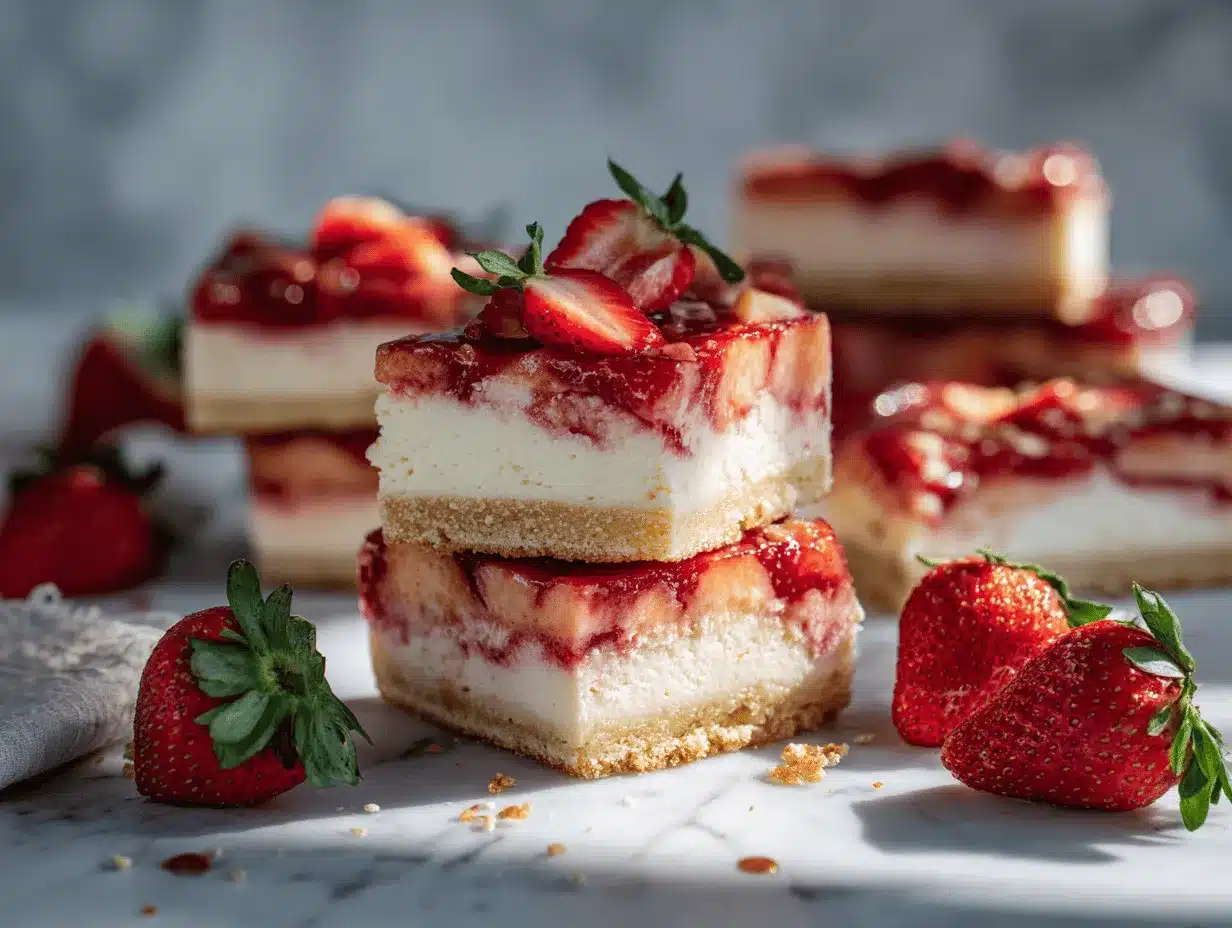 strawberry cheesecake pie bars preparation steps