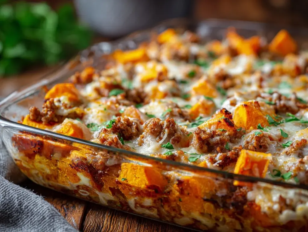 sweet potato and ground turkey bake - featured image