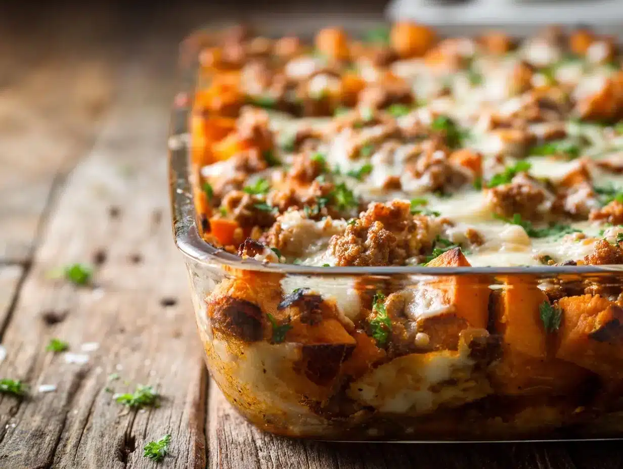 sweet potato and ground turkey bake preparation steps
