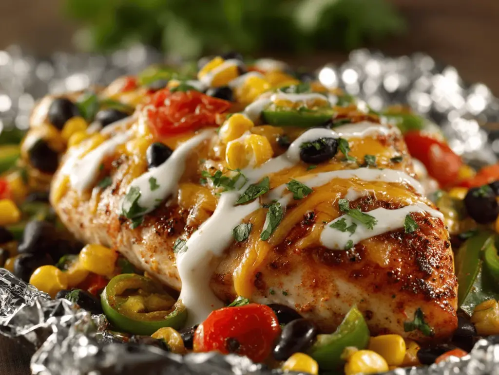 Tex-Mex chicken and veggie foil packets - featured image