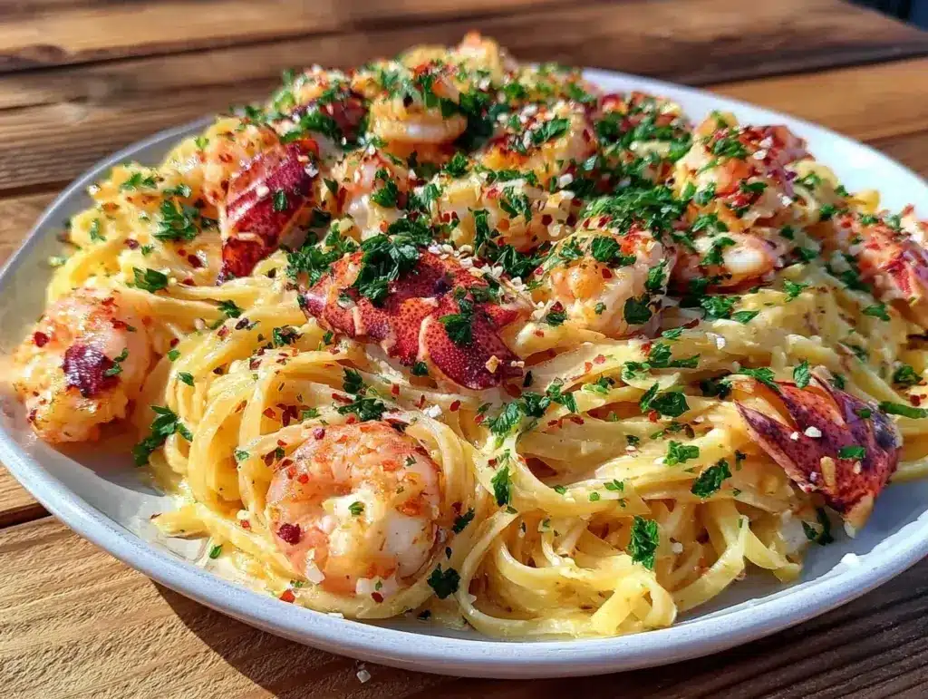 creamy lobster linguine - featured image