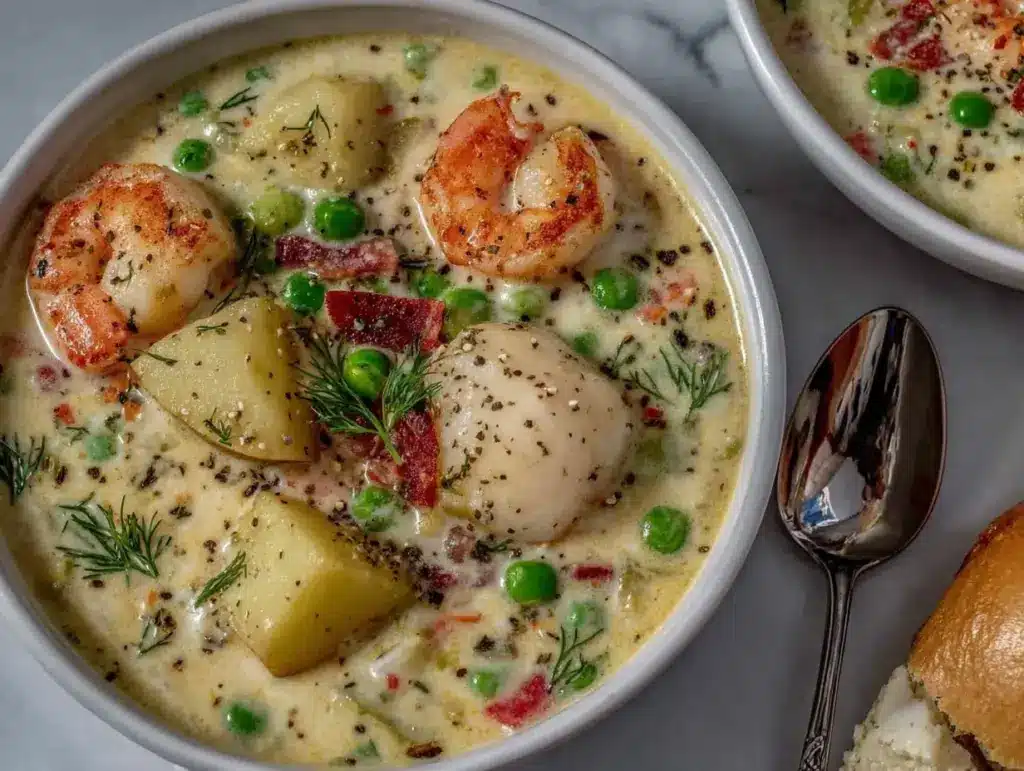 creamy seafood chowder - featured image
