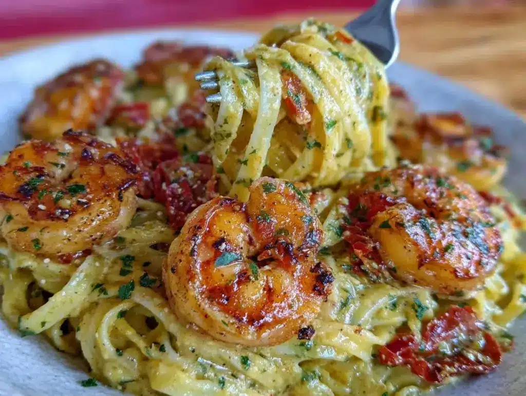 creamy shrimp pasta - featured image