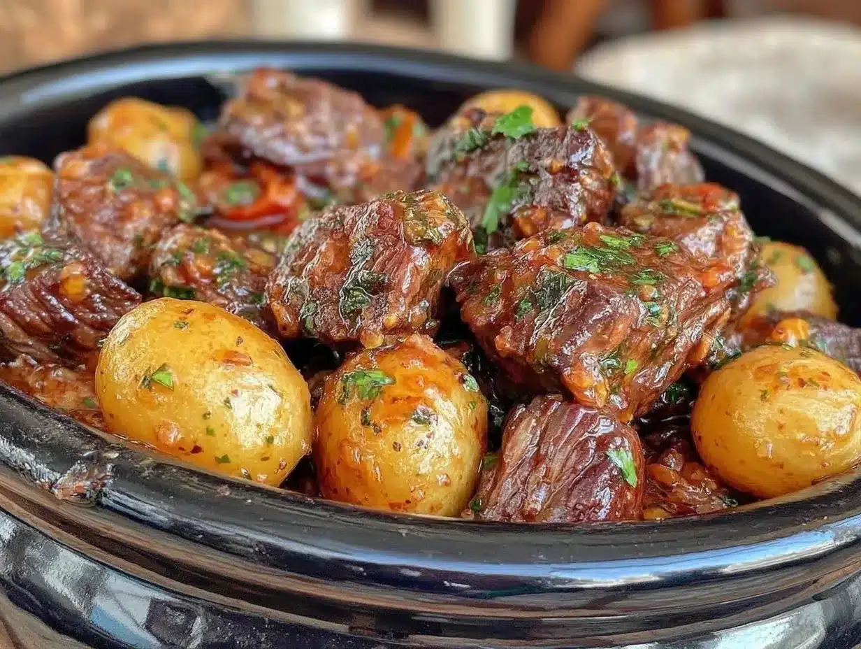 crockpot garlic butter beef bites preparation steps
