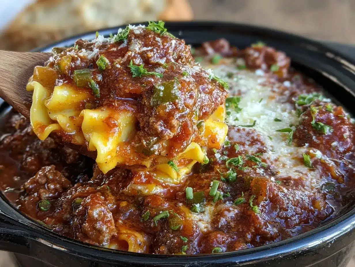 Crockpot Lasagna Soup preparation steps