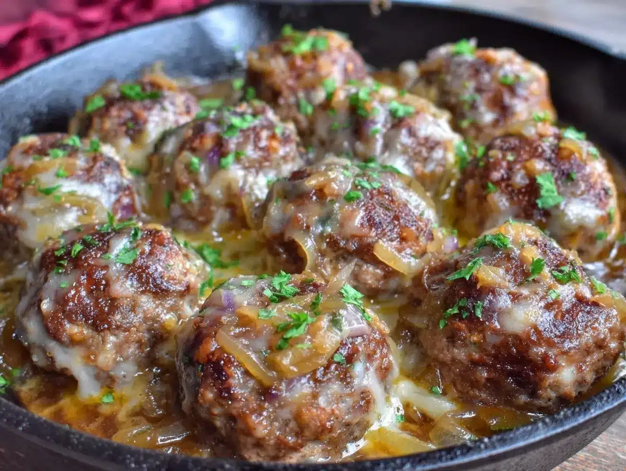 French onion meatballs preparation steps