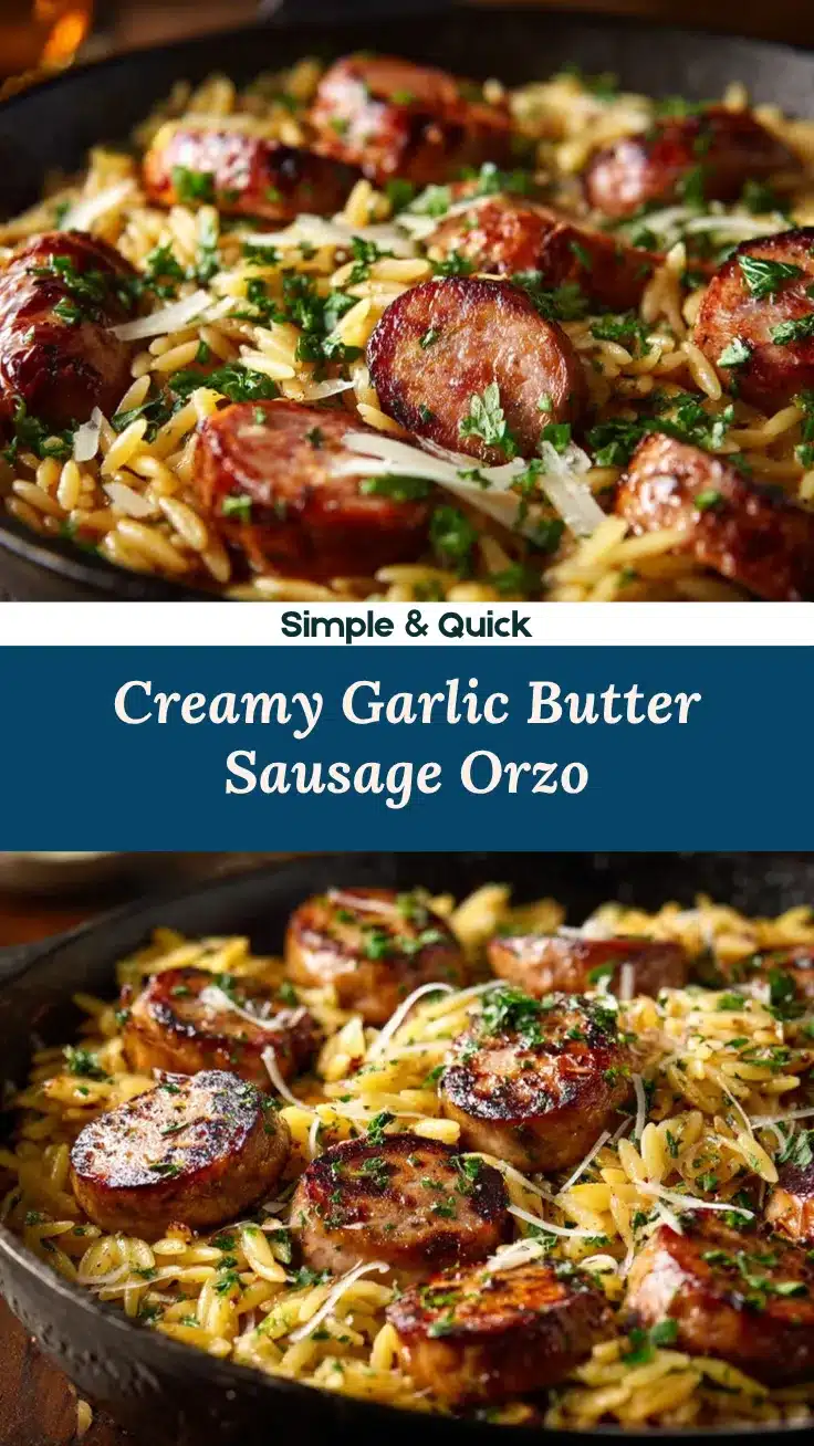 Garlic Butter Sausage & Orzo recipe