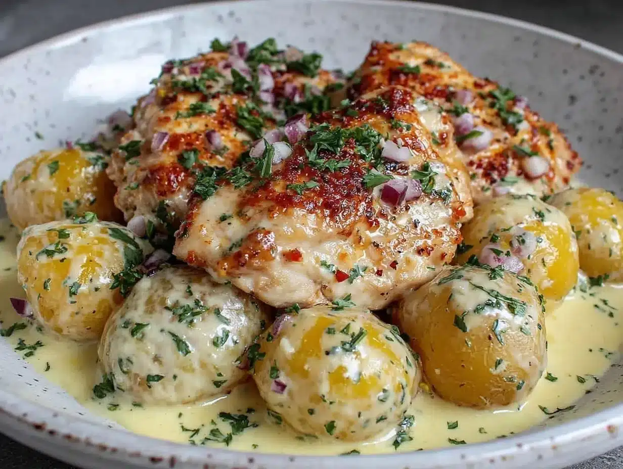 garlic parmesan chicken and potatoes preparation steps