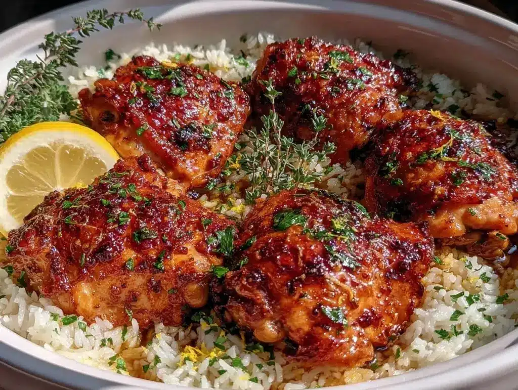 lemon herb chicken and rice - featured image