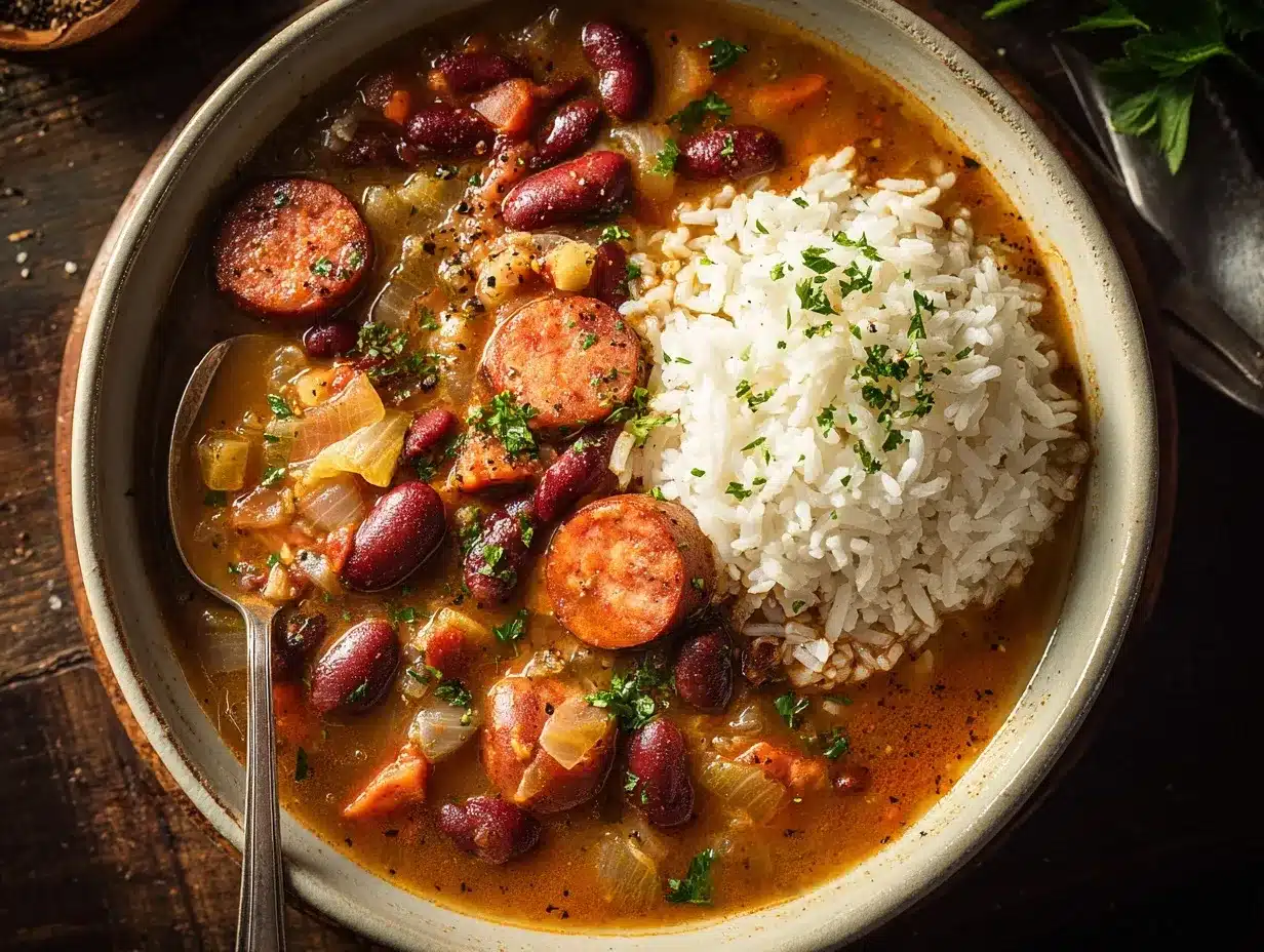 Louisiana red beans and rice preparation steps