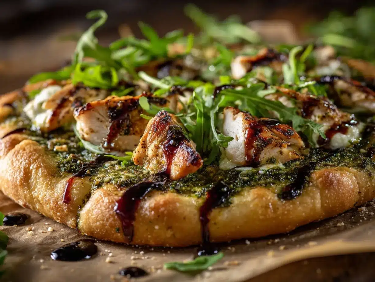pesto chicken flatbread preparation steps