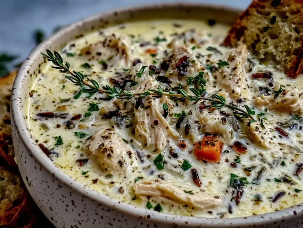 slow cooker chicken wild rice soup - featured image
