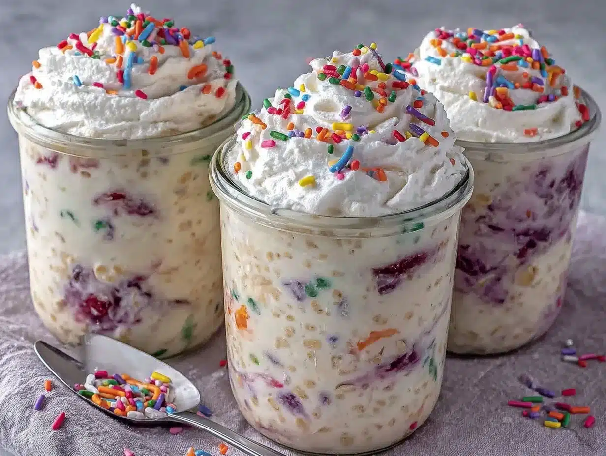 Birthday Cake Overnight Oats preparation steps