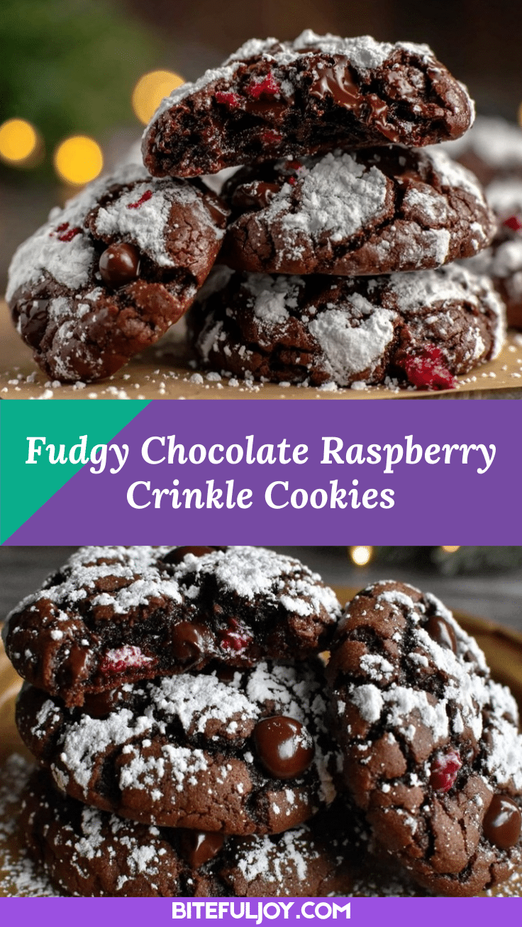 Chocolate Raspberry Crinkle Cookies recipe