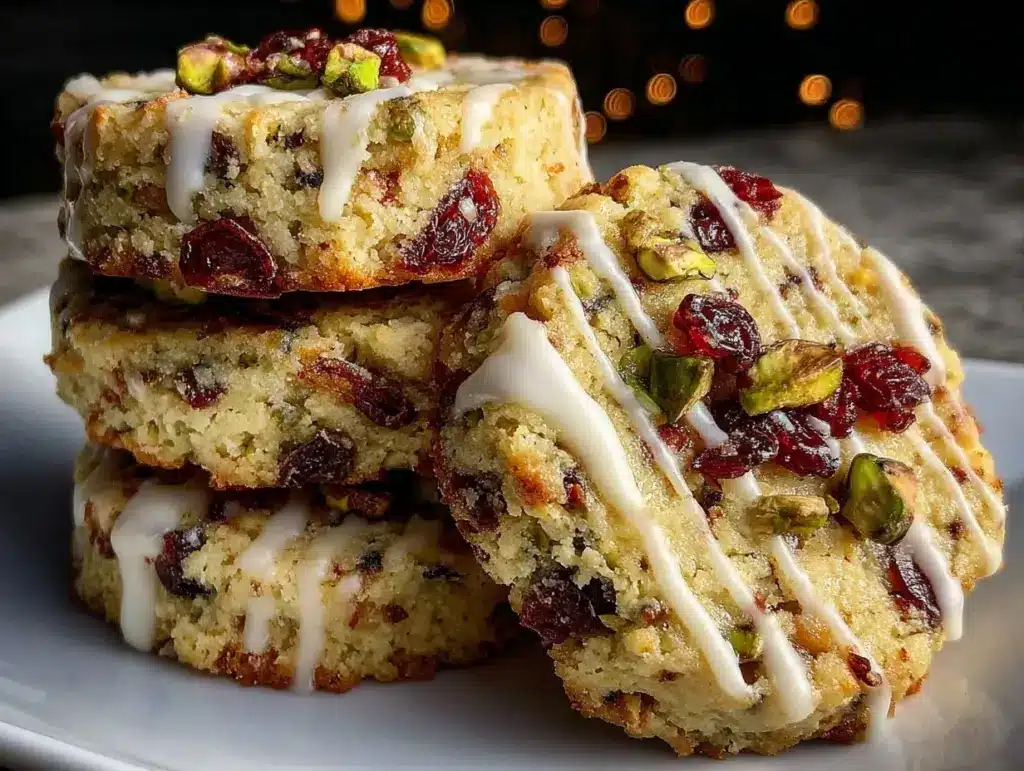 cranberry pistachio shortbread cookies - featured image