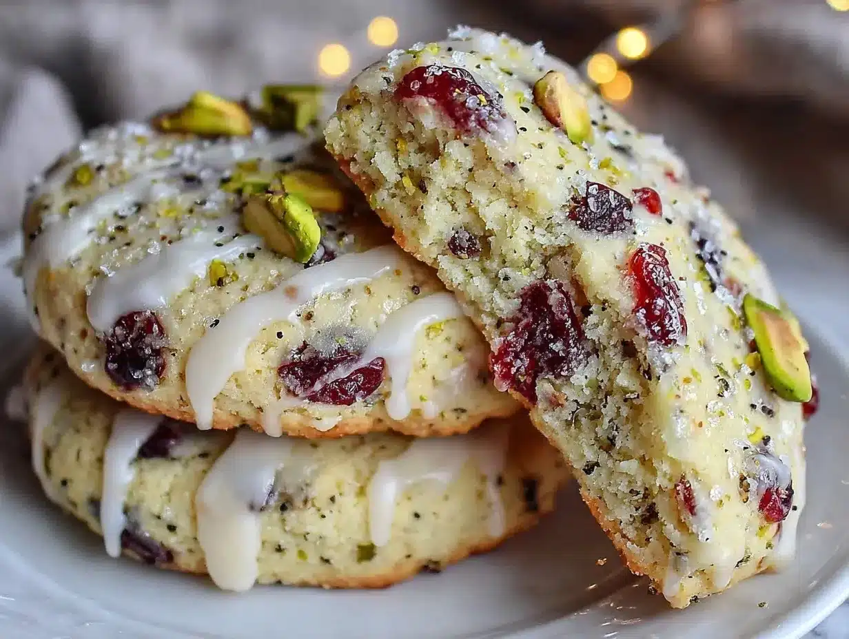 cranberry pistachio shortbread cookies preparation steps