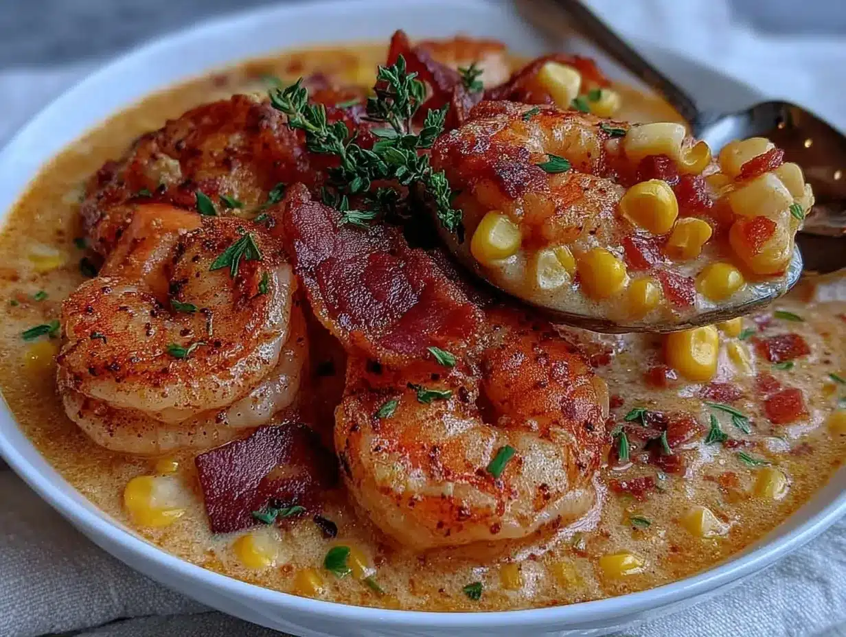 creamy bacon shrimp corn chowder preparation steps