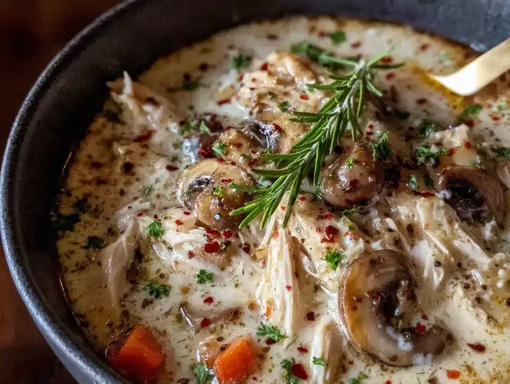 creamy chicken and mushroom soup - featured image