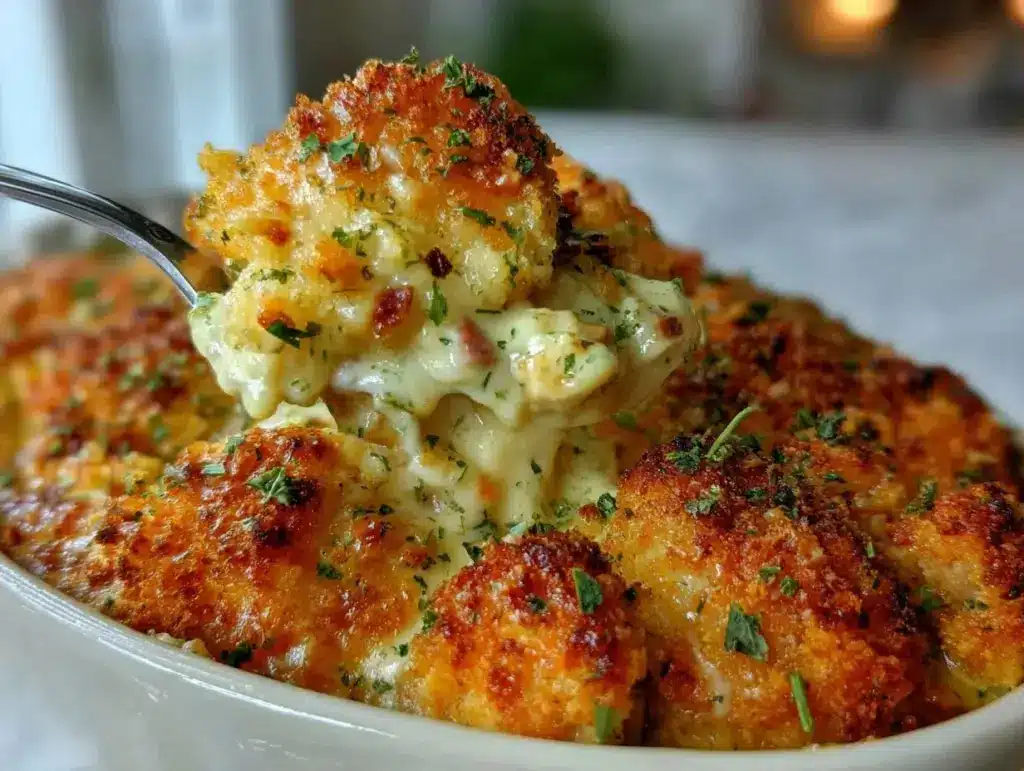 creamy chicken cordon bleu casserole - featured image
