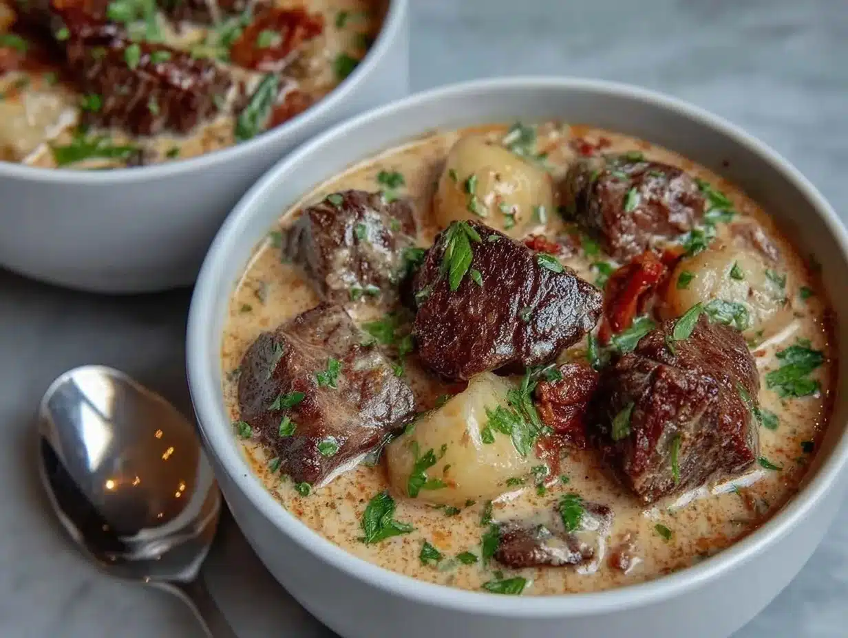creamy steak and potato soup preparation steps