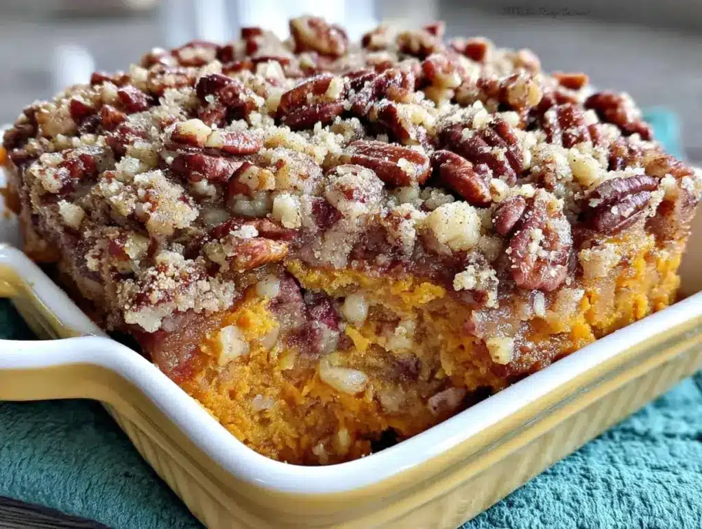 creamy sweet potato casserole with pecan crumble - featured image