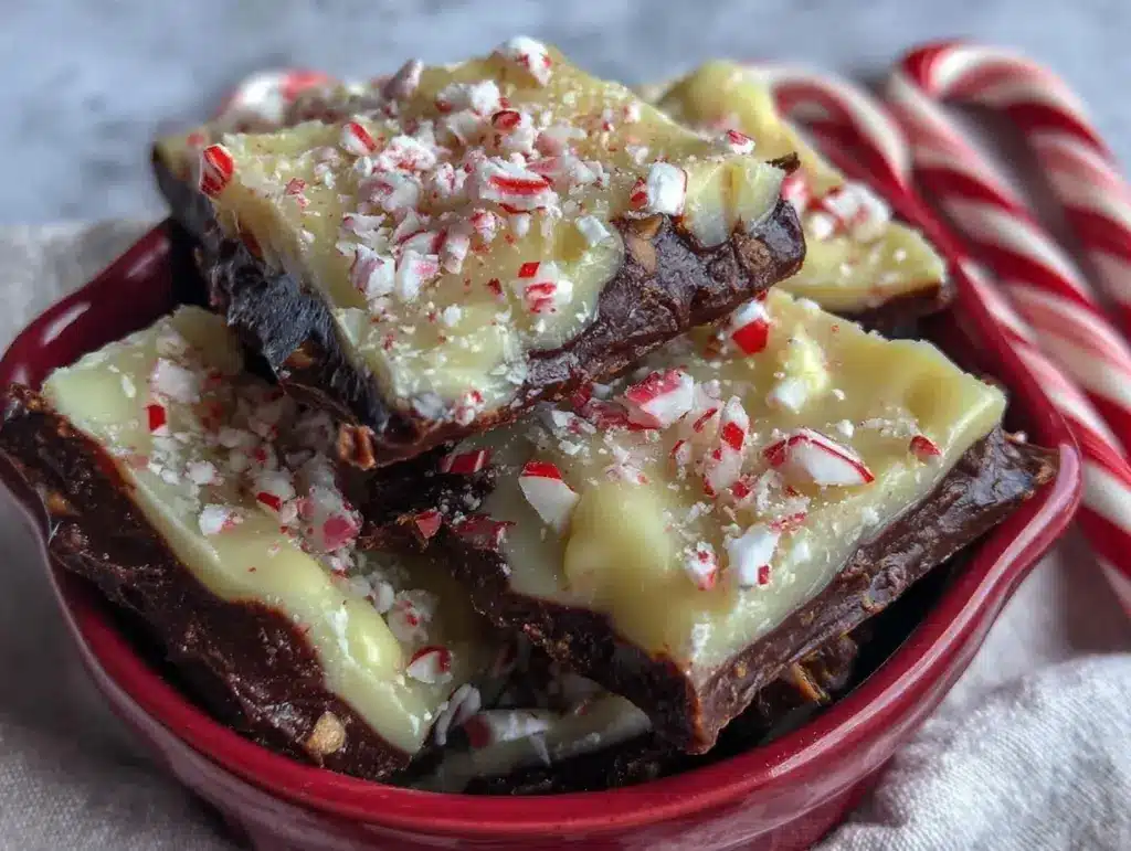 crispy chocolate peppermint bark - featured image