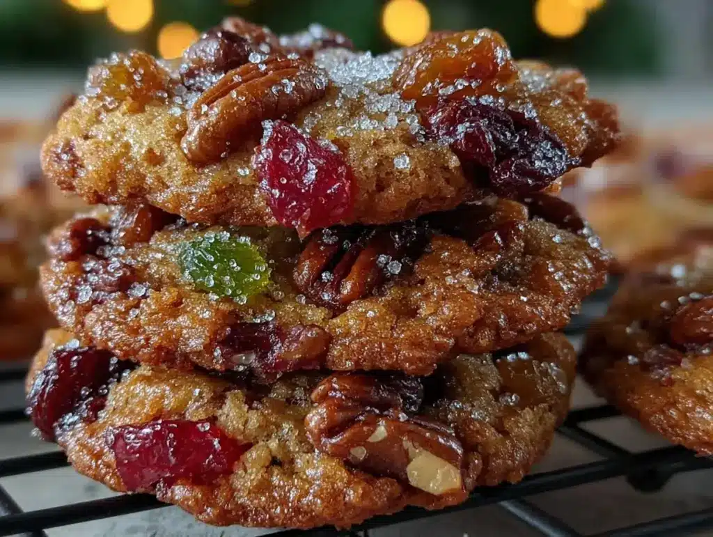 crispy fruitcake cookies - featured image