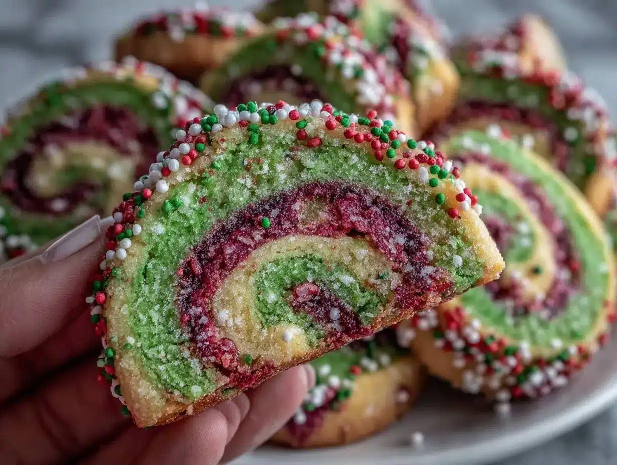 Festive Pinwheel Cookies preparation steps