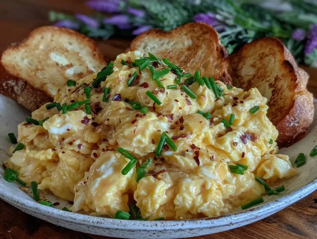 fluffy scrambled eggs - featured image